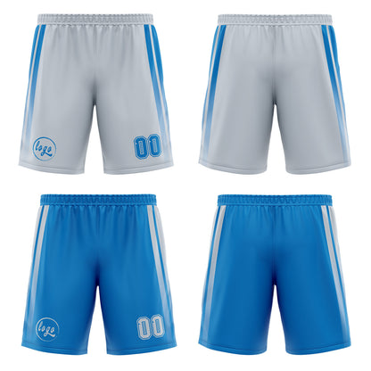 Benutzerdefinierte Blau Grau Reversible Basketball Jersey Personalisierte Print Name Nummer Logo