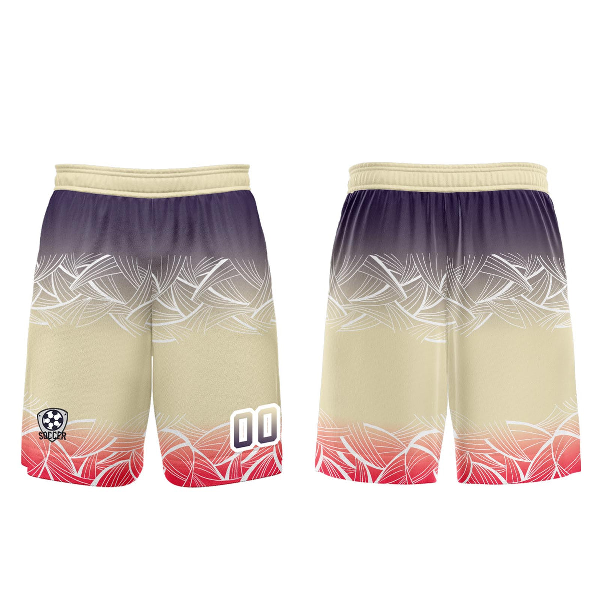Benutzerdefinierte Beige  Lila Trikots für Männer Frauen Personalisierte Fußball Uniformen für Erwachsene und Kind