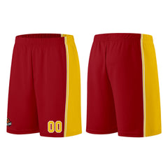 Individuelle Burgund Gelb Basketball Jersey Shorts für Männer und Frauen Gestickter und gedruckter Name, Nummer und Logo
