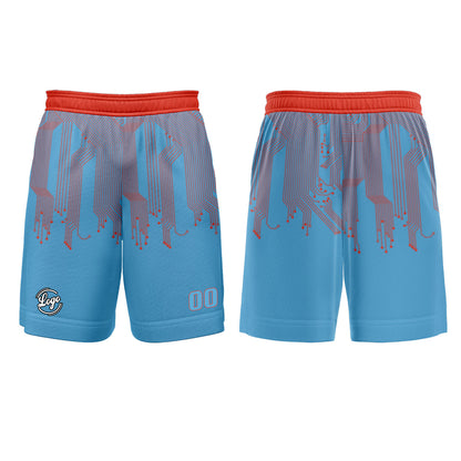 Kundenspezifisches Himmelblau Orange Rot Basketball Fußball Schießen langes T-Shirt für Erwachsene und Kinder