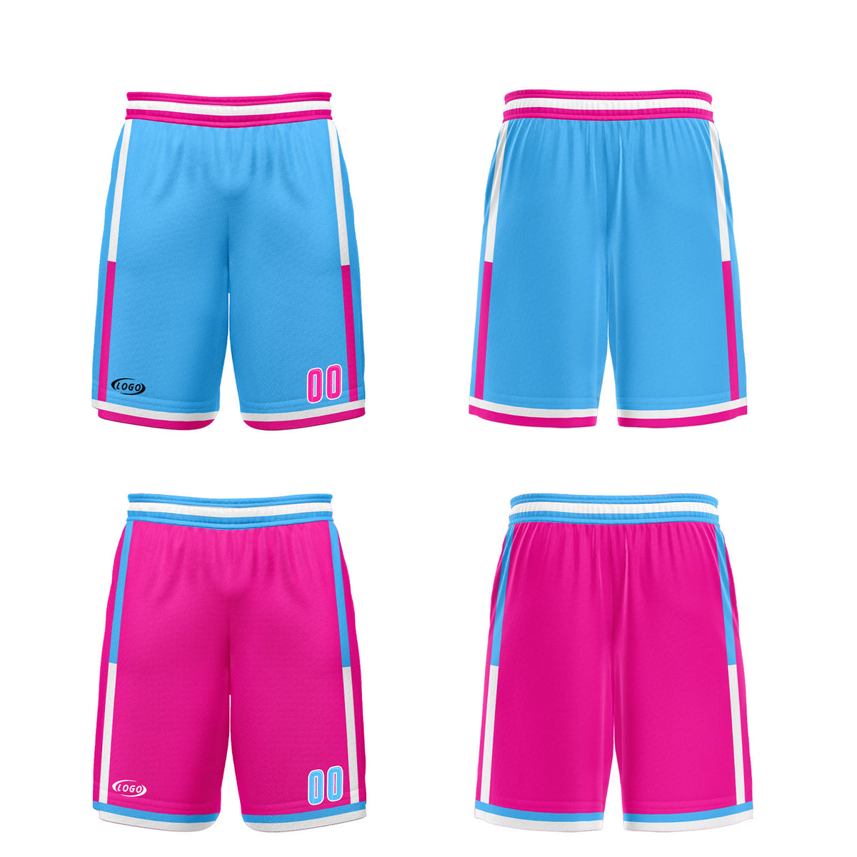 Benutzerdefinierte Blau Rosa Reversible Basketball Jersey Personalisierte Drucken Name Nummer Logo