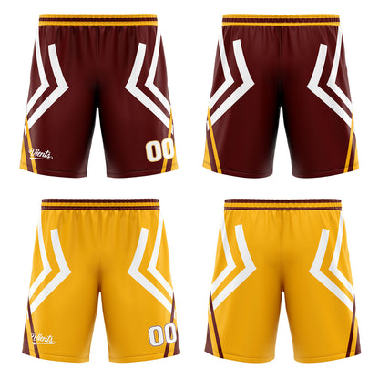 Benutzerdefinierte Braun Gelb Reversible Basketball Jersey Personalisierte Drucken Name Nummer Logo