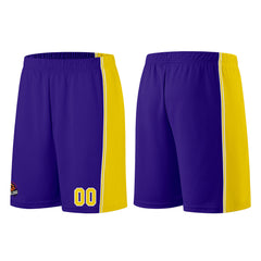 Individuelle Lila Gelb Basketball Jersey Shorts für Männer und Frauen Gestickter und gedruckter Name, Nummer und Logo