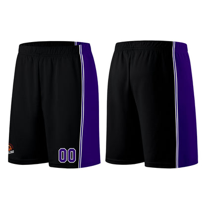 Individuelle Schwarz Lila Basketball Jersey Shorts für Männer und Frauen Gestickter und gedruckter Name, Nummer und Logo