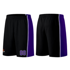 Individuelle Schwarz Lila Basketball Jersey Shorts für Männer und Frauen Gestickter und gedruckter Name, Nummer und Logo