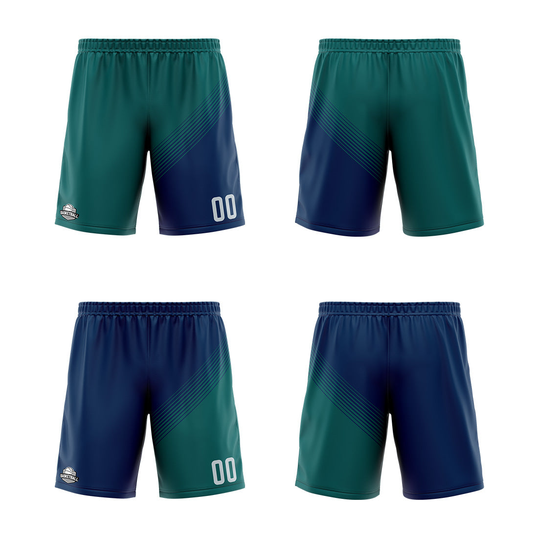 Benutzerdefinierte Grün Blau Reversible Basketball Jersey Personalisierte Print Name Nummer Logo
