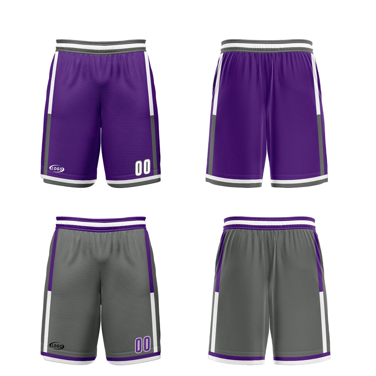 Benutzerdefinierte Lila Grau Reversible Basketball Jersey Personalisierte Drucken Name Nummer Logo