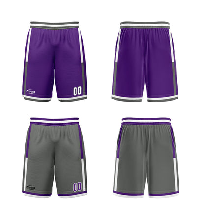 Benutzerdefinierte Lila Grau Reversible Basketball Jersey Personalisierte Drucken Name Nummer Logo