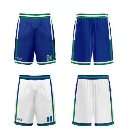 Benutzerdefinierte Blau Weiß Grün Reversible Basketball Jersey Personalisierte Drucken Name Nummer Logo