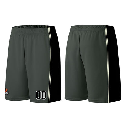 Individuelle Dunkelgrau-Schwarz Basketball Jersey Shorts für Männer und Frauen Gestickter und gedruckter Name, Nummer und Logo