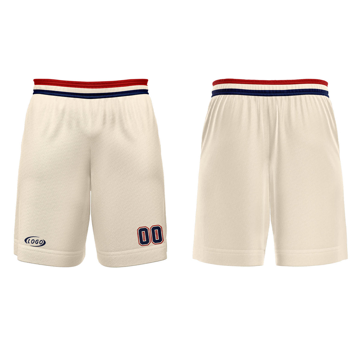 Benutzerdefinierter Creme Blau Rot Basketball Jersey Uniform Anzug gedruckt Ihr Logo Name Nummer