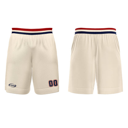 Benutzerdefinierter Creme Blau Rot Basketball Jersey Uniform Anzug gedruckt Ihr Logo Name Nummer