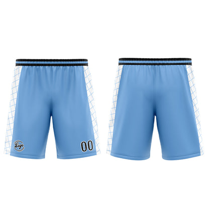 Benutzerdefinierter Hellblau Schwarz Basketball Jersey Uniform Anzug gedruckt Ihr Logo Name Nummer