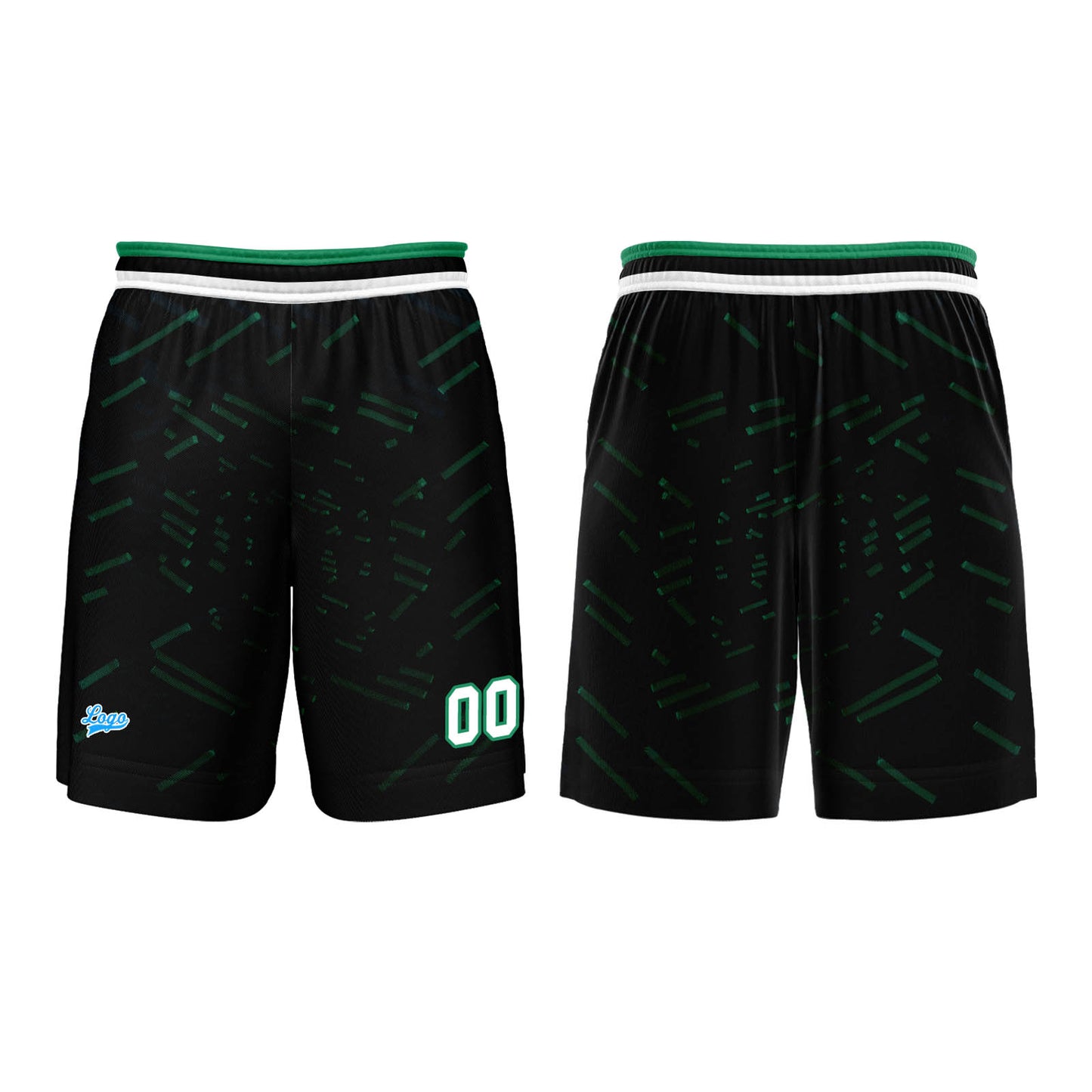 Benutzerdefinierter Schwarz Dunkelgrün Basketball Jersey Uniform Anzug gedruckt Ihr Logo Name Nummer