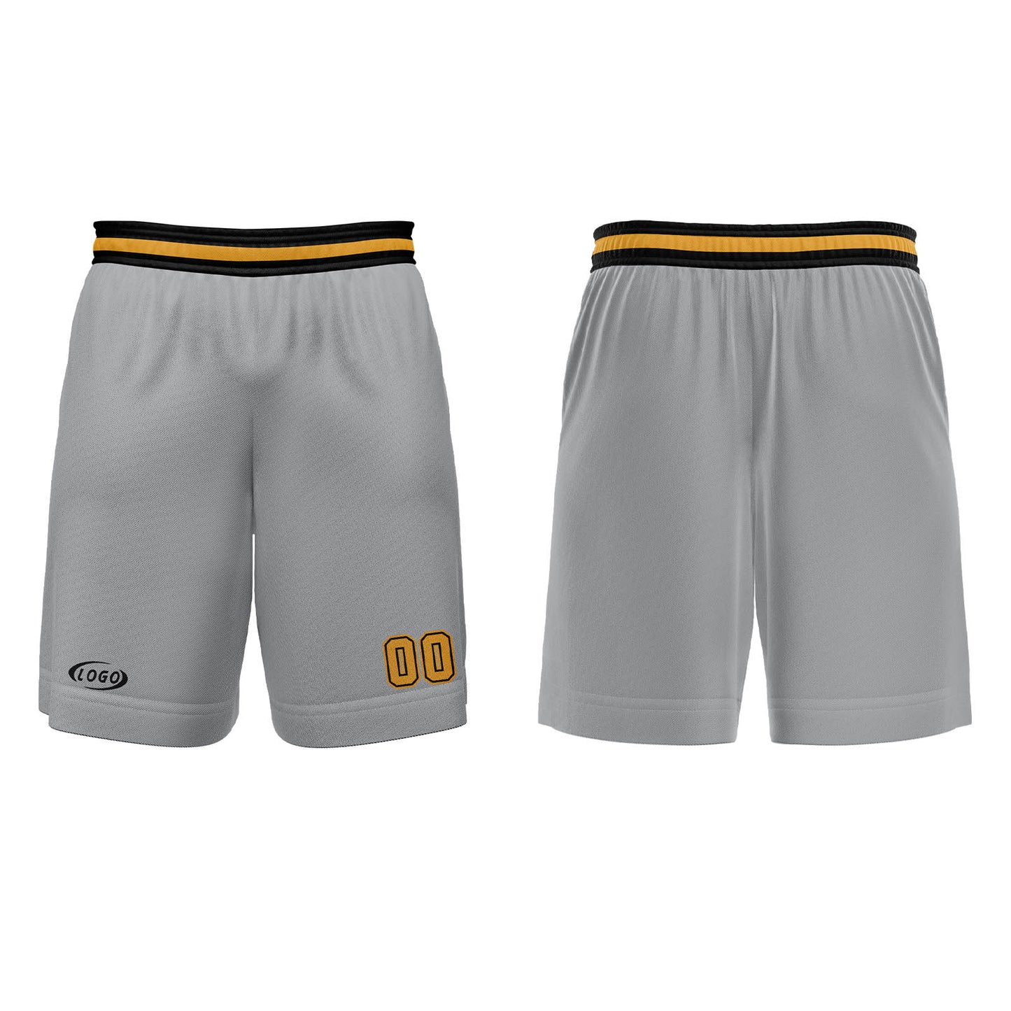 Benutzerdefinierter Grau Schwarz Gelb Basketball Jersey Uniform Anzug gedruckt Ihr Logo Name Nummer
