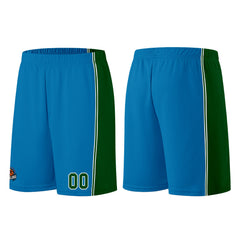 Individuelle Blau-Grün Basketball Jersey Shorts für Männer und Frauen Gestickter und gedruckter Name, Nummer und Logo