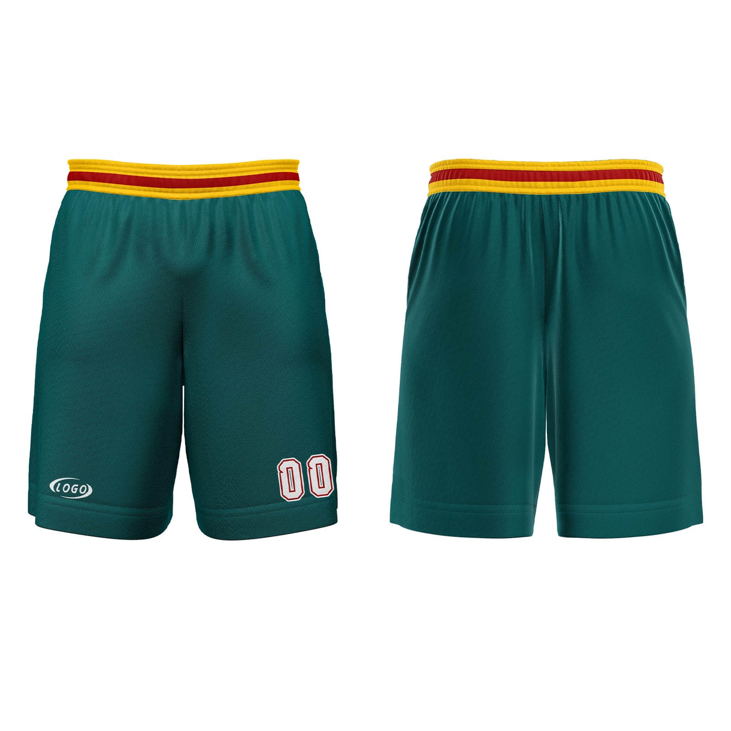 Benutzerdefinierter Grün Gelb Weiß Rot Basketball Jersey Uniform Anzug gedruckt Ihr Logo Name Nummer