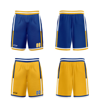 Benutzerdefinierte Blau Gelb Reversible Basketball Jersey Personalisierte Drucken Name Nummer Logo