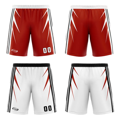 Benutzerdefinierte Rot Weiß Reversible Basketball Jersey Personalisierte Drucken Name Nummer Logo