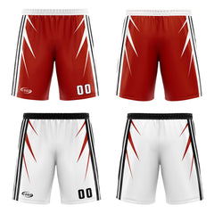 Benutzerdefinierte Rot Weiß Reversible Basketball Jersey Personalisierte Drucken Name Nummer Logo
