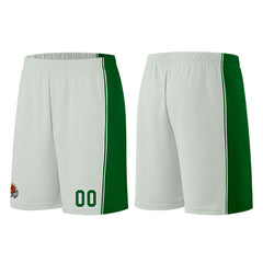 Individuelle Grau-Grün Basketball Jersey Shorts für Männer und Frauen Gestickter und gedruckter Name, Nummer und Logo