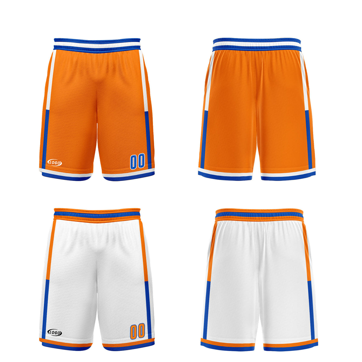 Benutzerdefinierte Orange Weiß Blau Reversible Basketball Jersey Personalisierte Drucken Name Nummer Logo