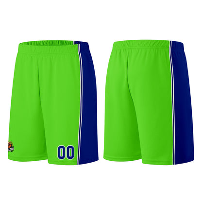 Individuelle Neongrün-Königlich Basketball Jersey Shorts für Männer und Frauen Gestickter und gedruckter Name, Nummer und Logo