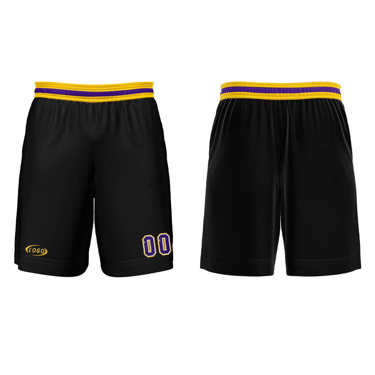 Benutzerdefinierter Schwarz Lila Gelb Weiß Basketball Jersey Uniform Anzug gedruckt Ihr Logo Name Nummer
