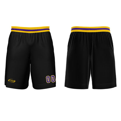 Benutzerdefinierter Schwarz Lila Gelb Weiß Basketball Jersey Uniform Anzug gedruckt Ihr Logo Name Nummer