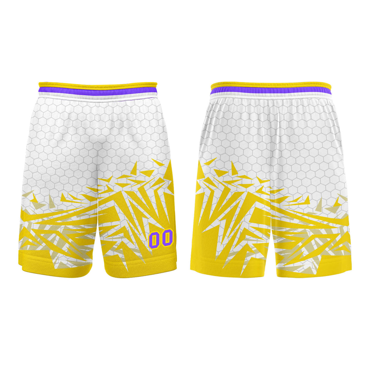 Benutzerdefinierter Gelb Violett Basketball Jersey Uniform Anzug gedruckt Ihr Logo Name Nummer