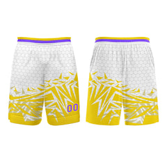 Benutzerdefinierter Gelb Violett Basketball Jersey Uniform Anzug gedruckt Ihr Logo Name Nummer