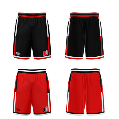 Benutzerdefinierte Schwarz Rot Reversible Basketball Jersey Personalisierte Drucken Name Nummer Logo