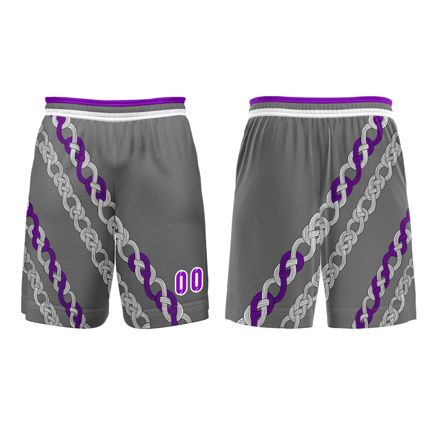 Benutzerdefinierter Grau Violett Basketball Jersey Uniform Anzug gedruckt Ihr Logo Name Nummer