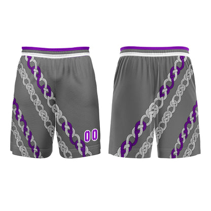 Benutzerdefinierter Grau Violett Basketball Jersey Uniform Anzug gedruckt Ihr Logo Name Nummer