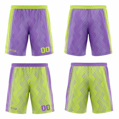 Benutzerdefinierte Lila Lichtgrün Reversible Basketball Jersey Personalisierte Drucken Name Nummer Logo