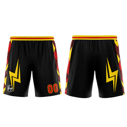 Benutzerdefinierter Schwarz Rot Gelb Basketball Jersey Uniform Anzug gedruckt Ihr Logo Name Nummer