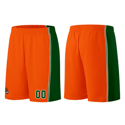 Individuelle Orange-Grün Basketball Jersey Shorts für Männer und Frauen Gestickter und gedruckter Name, Nummer und Logo