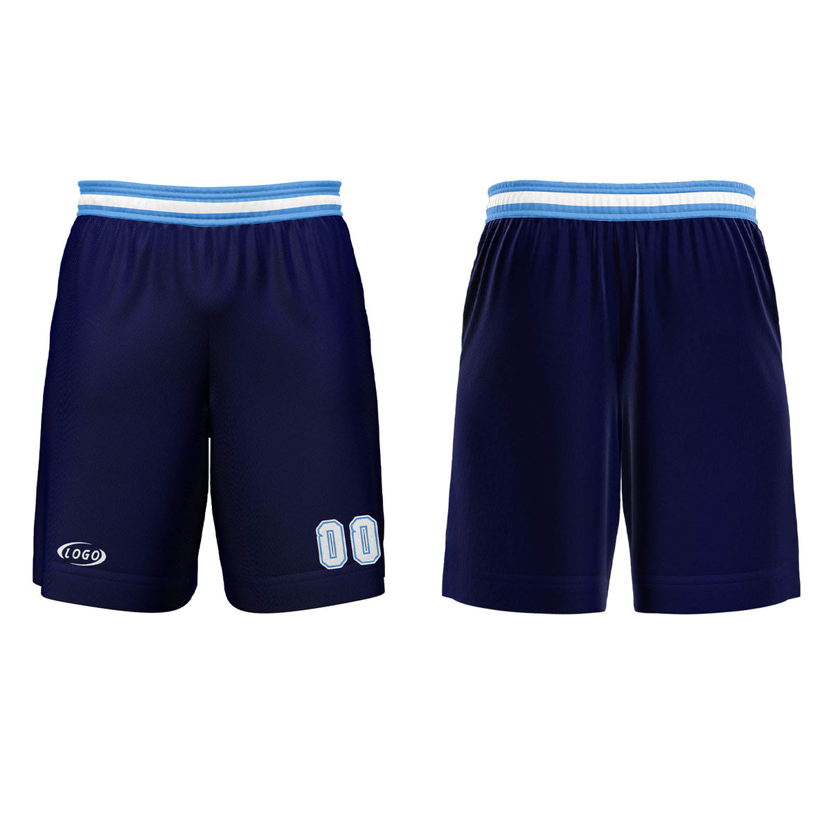 Benutzerdefinierter Marineblau Weiß Basketball Jersey Uniform Anzug gedruckt Ihr Logo Name Nummer