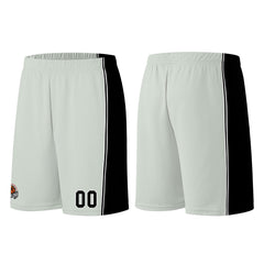 Individuelle Grau-Schwarz Basketball Jersey Shorts für Männer und Frauen Gestickter und gedruckter Name, Nummer und Logo