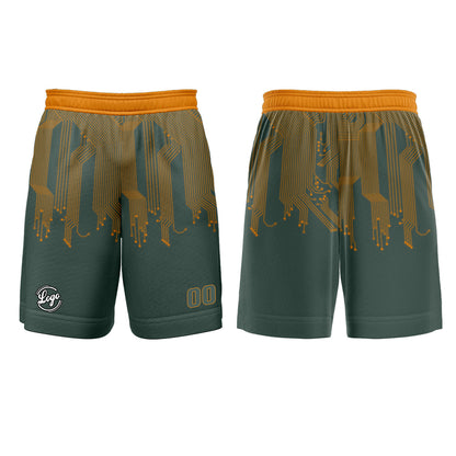 Kundenspezifisches Grün Orange Basketball Fußball Schießen langes T-Shirt für Erwachsene und Kinder