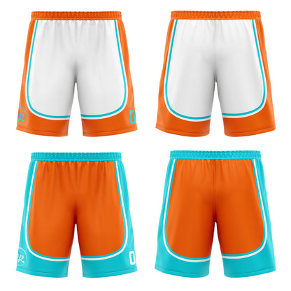Benutzerdefinierte Orange Cyan Reversible Basketball Jersey Personalisierte Drucken Name Nummer Logo