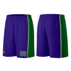 Individuelle Lila Grün Basketball Jersey Shorts für Männer und Frauen Gestickter und gedruckter Name, Nummer und Logo