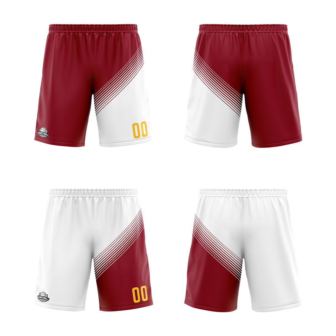 Benutzerdefinierte Rot Weiß Reversible Basketball Jersey Personalisierte Print Name Nummer Logo