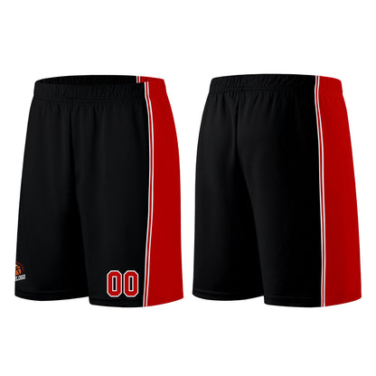 Individuelle Schwarz Rot Basketball Jersey Shorts für Männer und Frauen Gestickter und gedruckter Name, Nummer und Logo