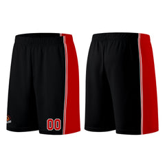 Individuelle Schwarz Rot Basketball Jersey Shorts für Männer und Frauen Gestickter und gedruckter Name, Nummer und Logo