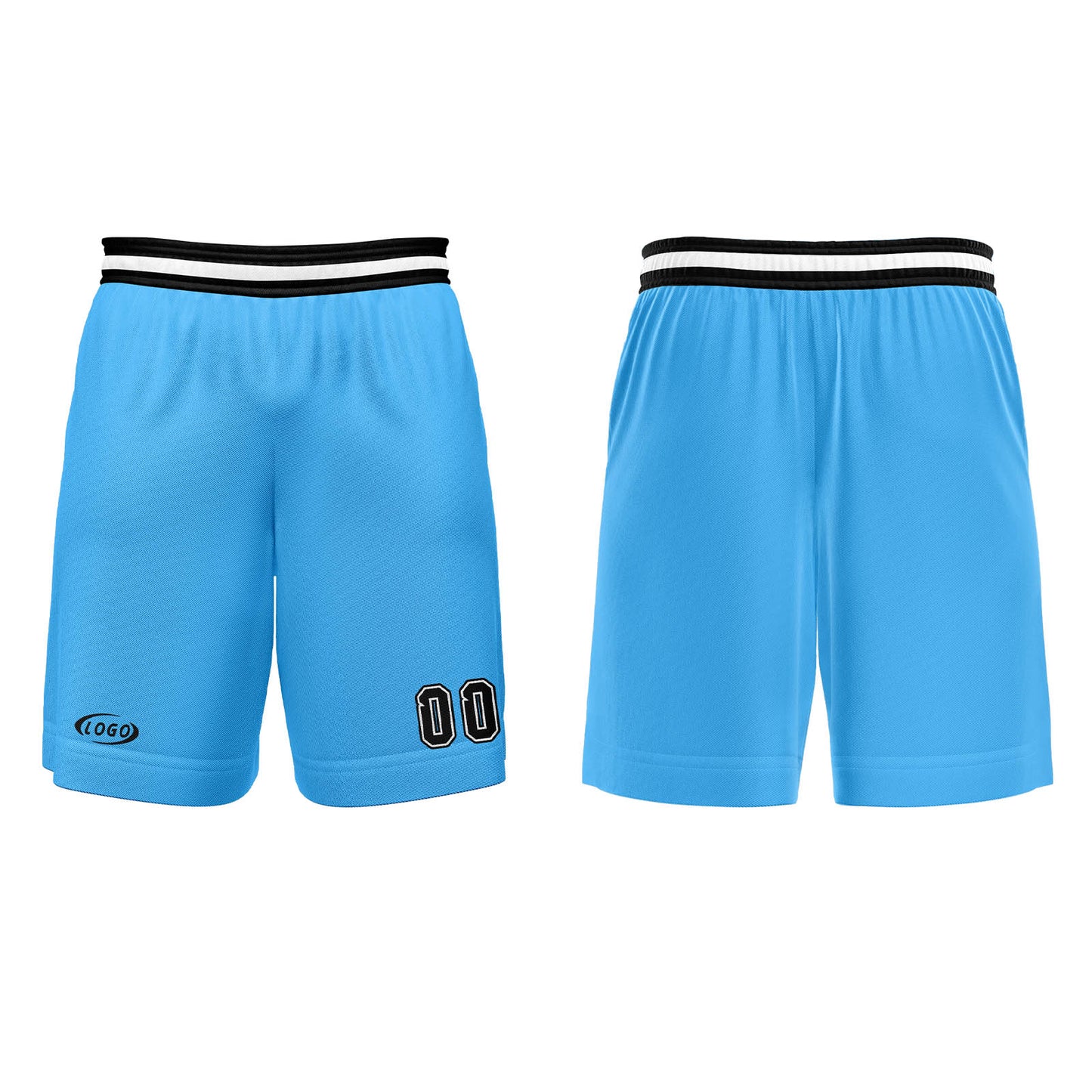 Benutzerdefinierter Blau Schwarz Weiß Basketball Jersey Uniform Anzug gedruckt Ihr Logo Name Nummer