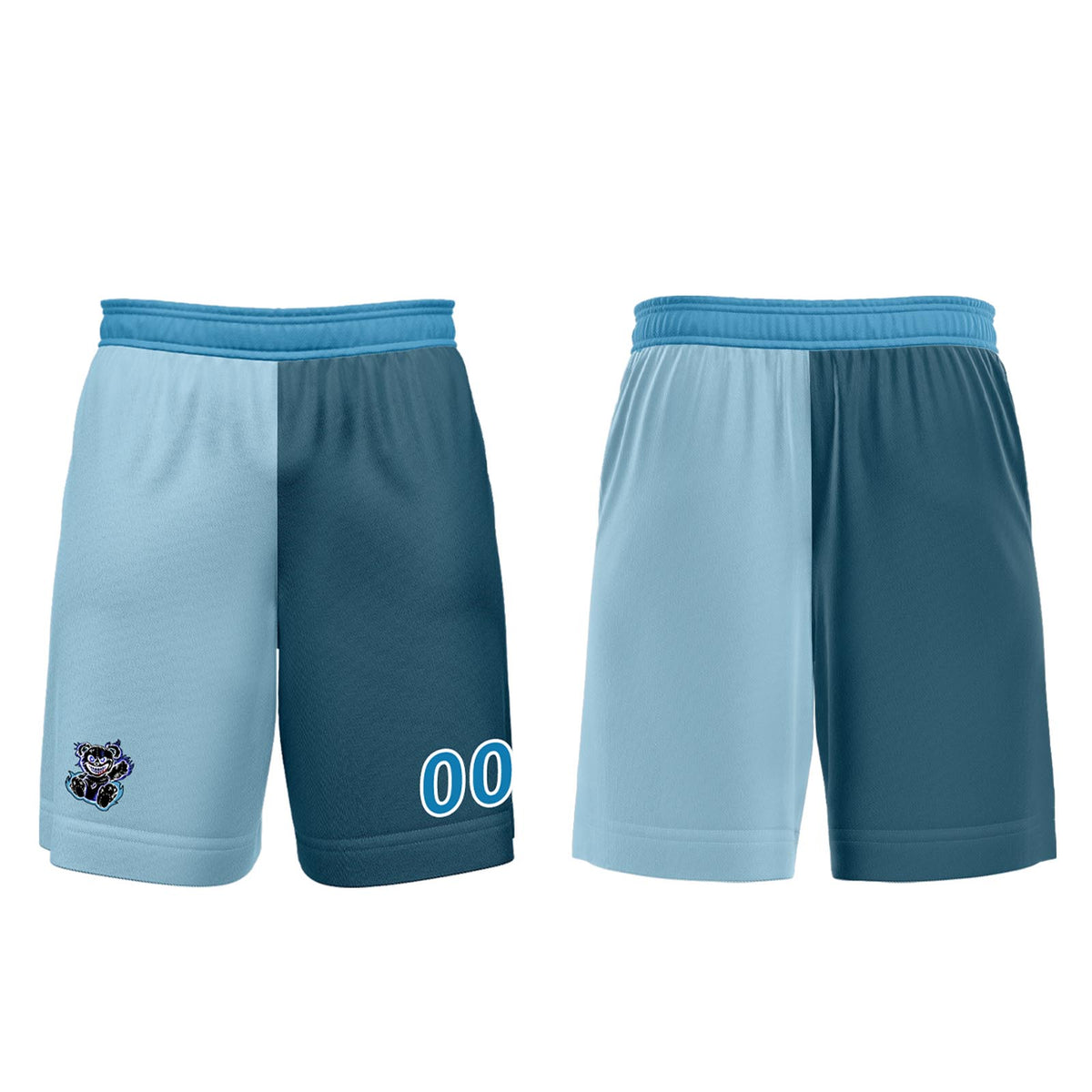 Benutzerdefinierte Hellblau Dunkelblau Trikots für Männer Frauen Personalisierte Fußball Uniformen für Erwachsene und Kind