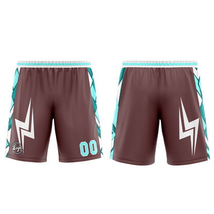 Benutzerdefinierter Braun Cyan Basketball Jersey Uniform Anzug gedruckt Ihr Logo Name Nummer