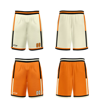 Benutzerdefinierte Creme Orange Reversible Basketball Jersey Personalisierte Drucken Name Nummer Logo