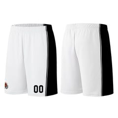 Individuelle Weiß-Schwarz Basketball Jersey Shorts für Männer und Frauen Gestickter und gedruckter Name, Nummer und Logo